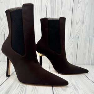 COPY - Good American Kickstand Suede Bootie Elastic Panel Neoprene Chocolate